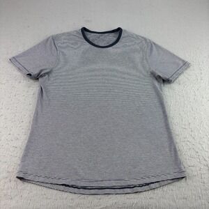 Lululemon Shirt Mens Medium‎ Blue Striped 5 Year Basic Tee Crew Neck Athleisure
